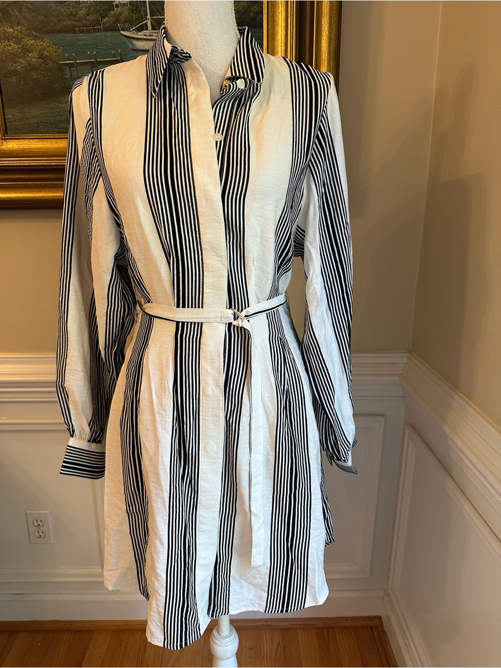 H&M Black Stripe Shirtdress NWT